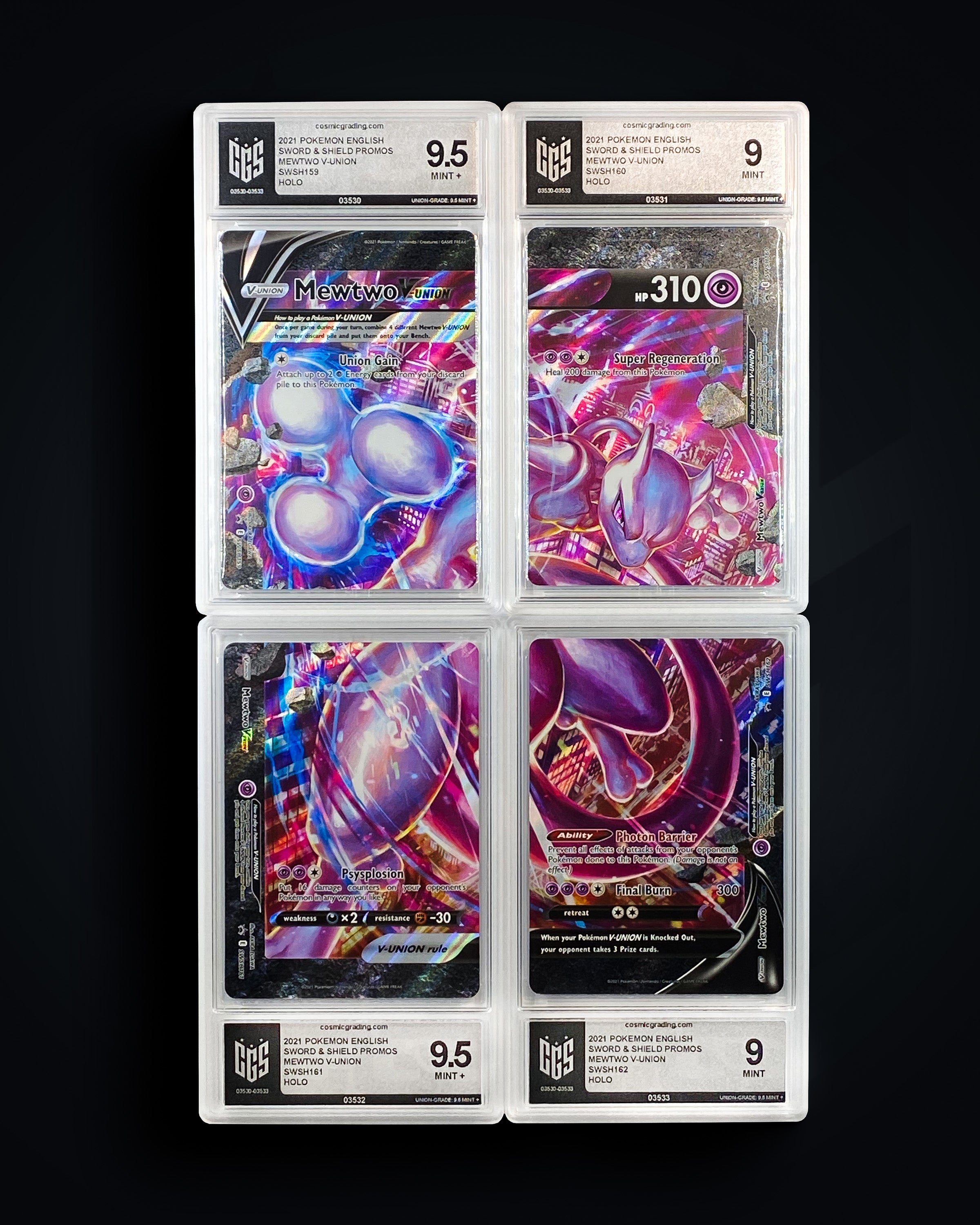 Mewtwo V-UNION Set with 9.5 MINT + Union-Grade! cosmicgrading Mewtwo V-UNION Set with 9.5 MINT + Union-Grade! cosmicgrading