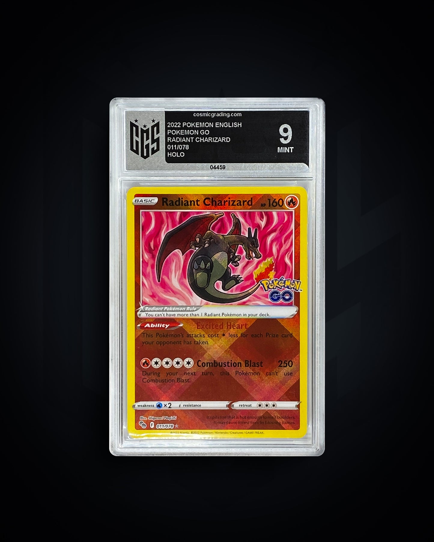 Radiant Charizard - Pokemon GO - GGS 9 MINT